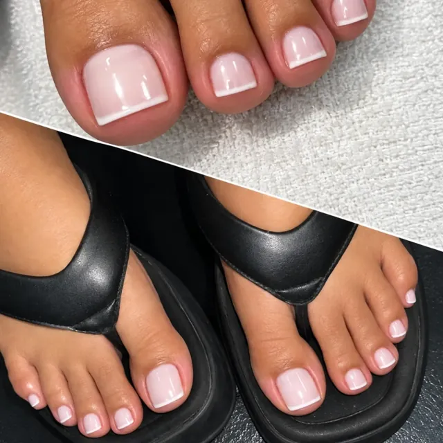 Pedicure com francesinha nas unhas dos pés
